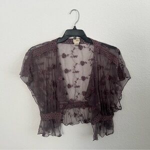 Daytrip Sheer Purple Crop Top medium